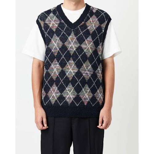 未使用　別注 COOHEM コーヘン　アーガイル　サマーニット　ギマコットン 未使用 別注 COOHEM コーヘン アーガイル サマーニット