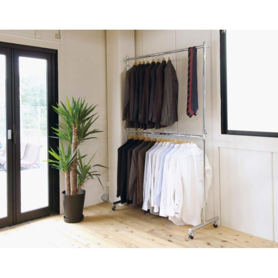 ハンガーラック 2段 ダブル 伸縮 たくさん 収納 頑丈 業務用 キャスター ハンガー L ハンガーラック L WS1631801627(14358円)