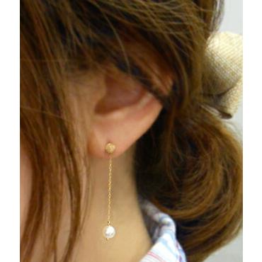 K18 ゴールド アコヤ真珠 ピアスチャーム 5.0mm〜5.5mm『 Spmare  