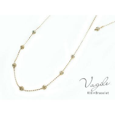 K18 ゴールド キューブ付 チェーン ネックレス「Vagile