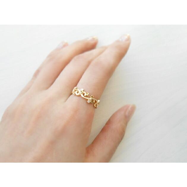 K18 ゴールド 蔦模様 ダイヤモンド リング「 Guald - グアルド -」18K