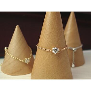 K18 ゴールド ダイヤモンド 0.1ct H/SIクラス チェーンリング