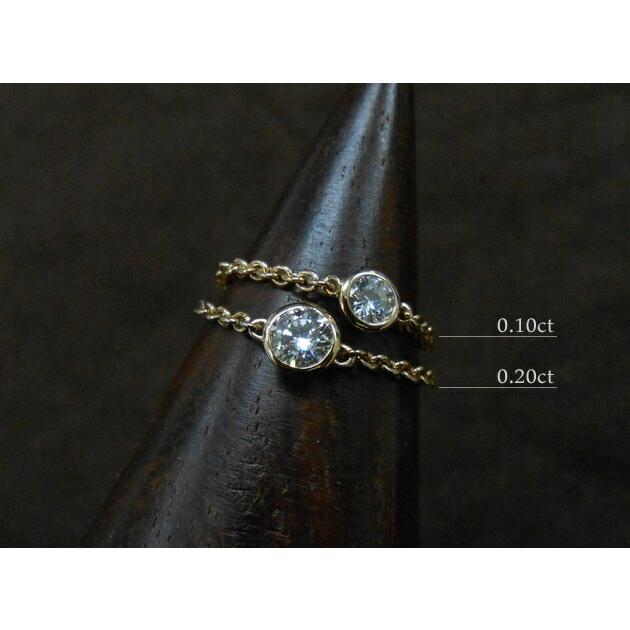 K18 ゴールド ダイヤモンド チェーンリング 0.2ct「 グラナータ 」18K 
