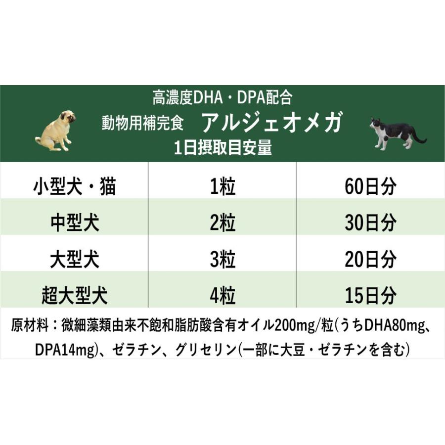 オメガ3脂肪酸 猫 犬用サプリメント アルジェオメガ 60粒 |  | 04