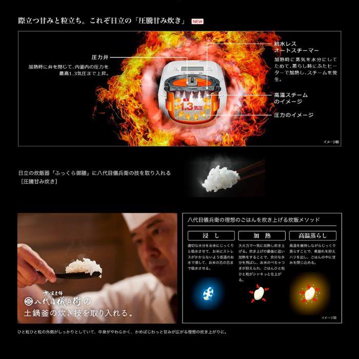 日立 RZ-V100HM-K 炊飯器 圧力&スチームIH ふっくら御膳 5.5合 日立 RZ-V100HM-K 炊飯器 圧力&スチームIH ふっくら御膳 5.5合