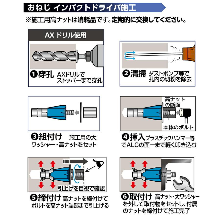 サンコーテクノ AX-665 ALCアンカーAX型 ♂M6×全長65mm （50本入）高