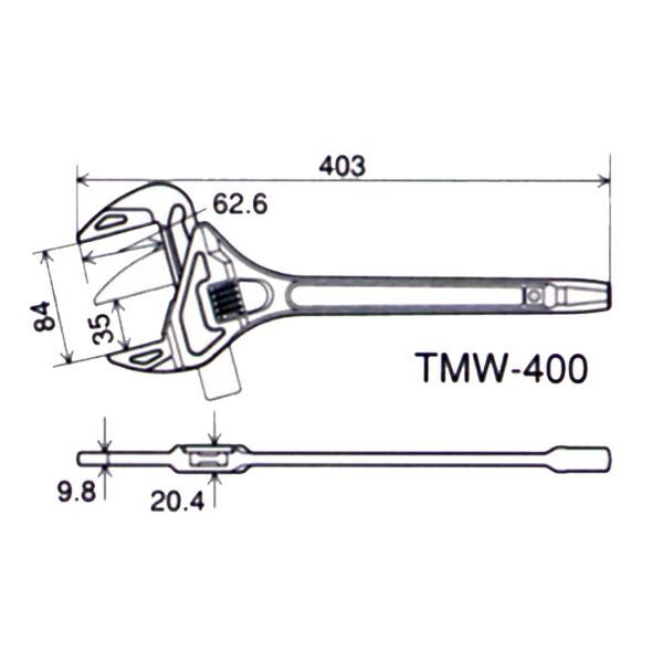 TOP/トップ工業 TMW-400 たて型モーターレンチ 全長：403mm : c303400