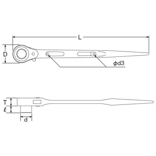 TOP/トップ工業 RM-30 片口ラチェットレンチ(シノ付) 30mm : プロの