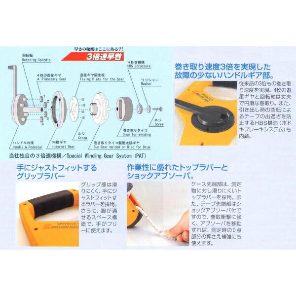 ヤマヨ測定機 OTR50X サンエックス ミリオン 50m3倍速巻取 両面目盛｜ai-dougu｜03