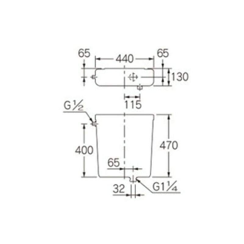 カクダイ-トイレ #470-650-32 ロータンク（平付） : プロの工具