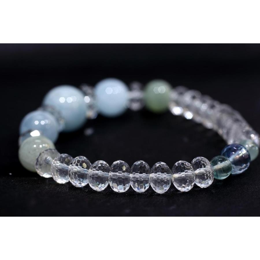 激安商品 水晶 & モルダバイト & デザインブレスレット アクアマリン