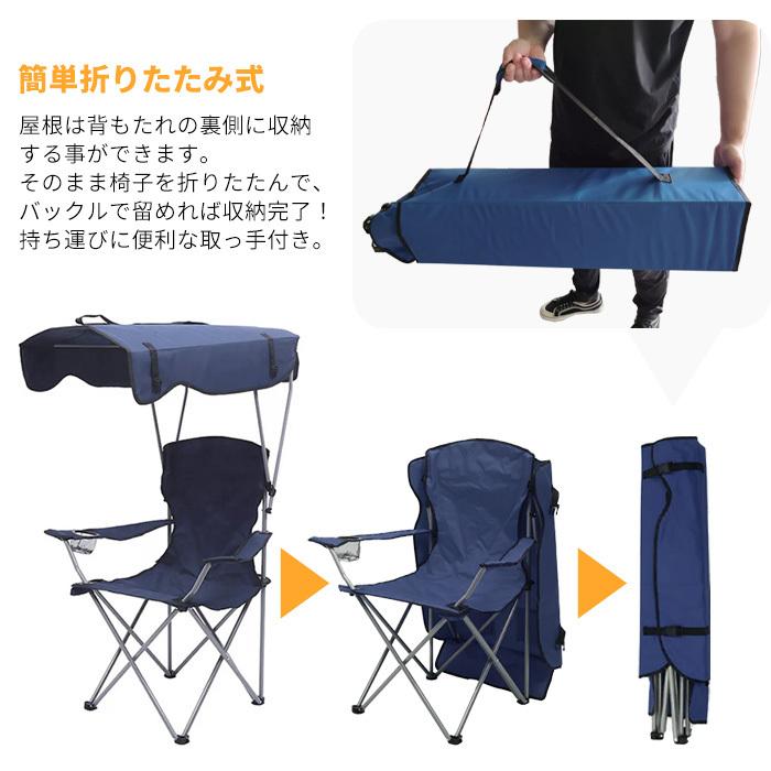 アウトドアチェア 折りたたみ 屋根付きチェア サンシェード 日よ