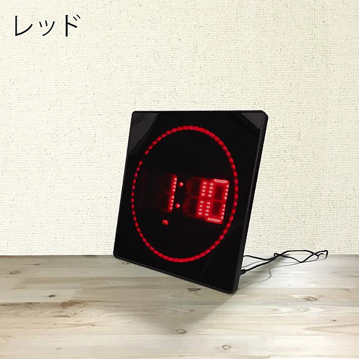 時計 LED デジタルクロック スクエア スリム 掛け時計 置き時計