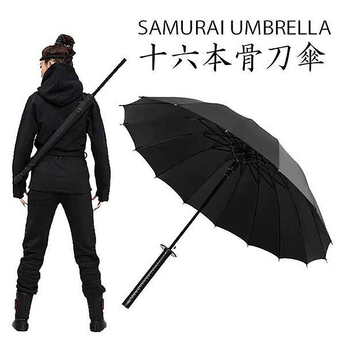 傘 刀傘 サムライ傘 忍者傘 長傘 16本骨 高強度 60cm ジャンプ傘 ワンタッチ 大判 収納ケース付き 背中に掛けられる 紳士傘 刀傘60cm 16k 一撃shop 通販 Paypayモール
