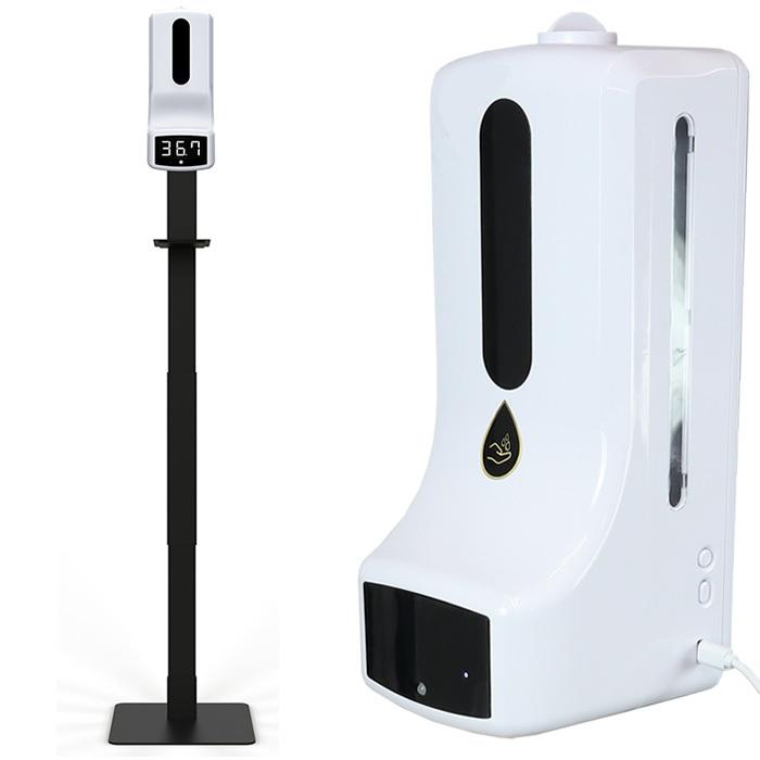 アルコールディスペンサー 噴霧 検温 体温計###温度計付ディスペンサ###