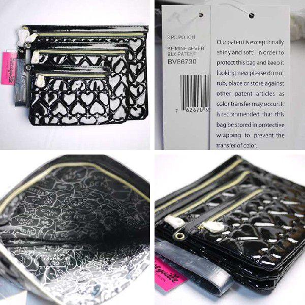 【ポーチ3セットハート柄/黒】ベッツィージョンソン9033 Betsey Johnson ベッツィージョンソン ポーチ レディース 3