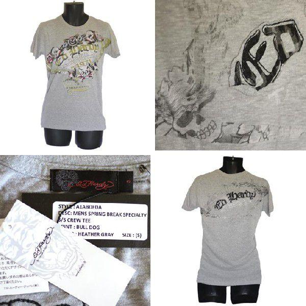 【半袖Tシャツ ブルドッグ/灰】エドハーディー5071 Ed Hardy エドハーディー Tシャツ メンズ 丸首 半袖 ブルドッグ