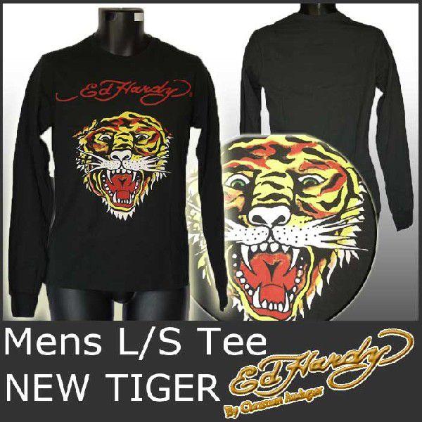Ed Hardy（エド・ハーディー） Tシャツ メンズ 特価 丸首 長袖 虎/黒