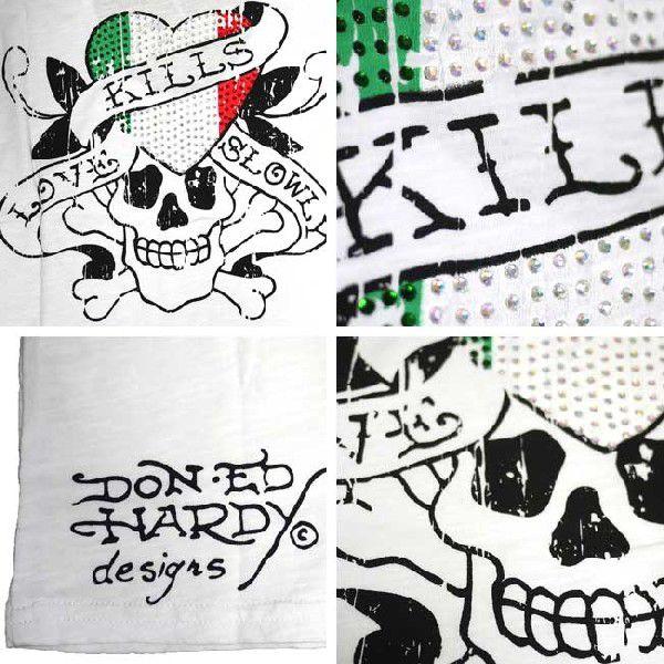Ed Hardy（エド・ハーディー） Tシャツ メンズ 半袖 ラインストーン
