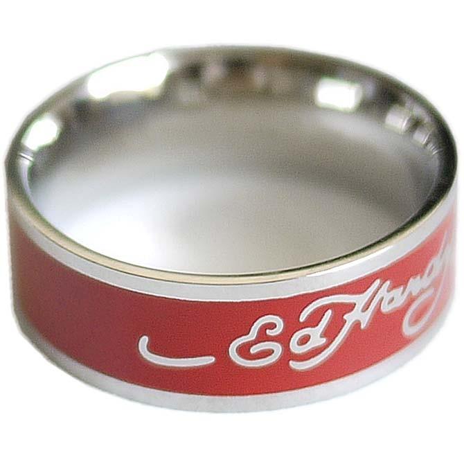 Ed Hardy（エド・ハーディー） リング ペア 指輪 レッド ロゴ メンズ