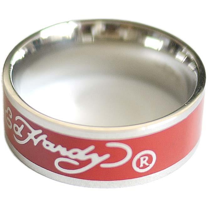 Ed Hardy（エド・ハーディー） リング ペア 指輪 レッド ロゴ メンズ