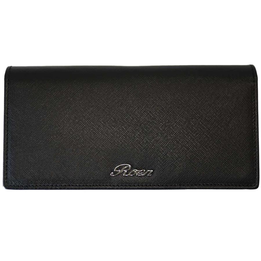 Roen（ロエン） 長財布 本革 二つ折り サフィアーノ レザー 黒ブラック