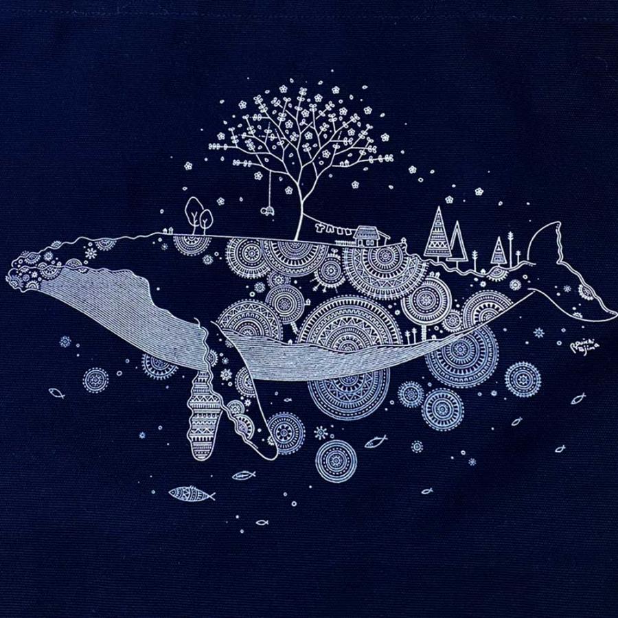 トートバッグ かめいち堂 クジラ 幸運のしっぽ 実用性抜群バッグ 綿