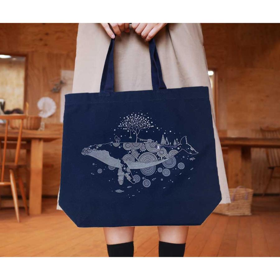 トートバッグ かめいち堂 クジラ 幸運のしっぽ 実用性抜群バッグ 綿