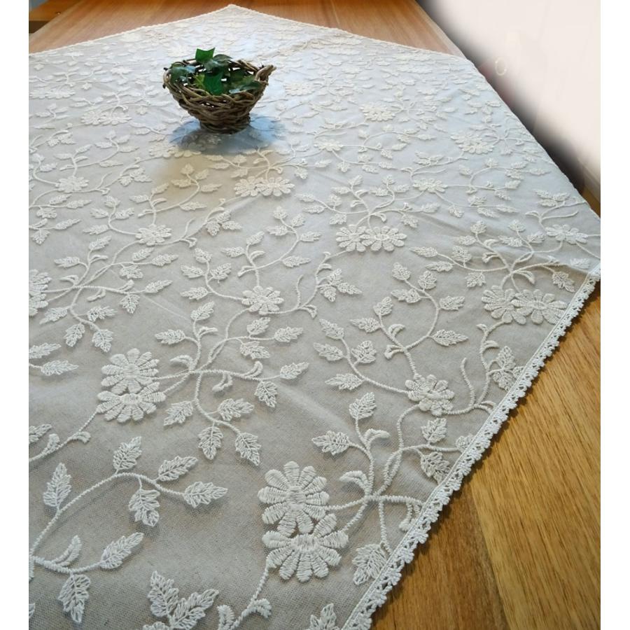 マイセンクロス 麻刺繍 ホワイトテーブルクロス ランチョンマット
