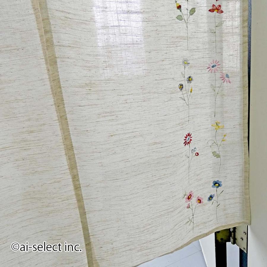 ポジャギ風 のれん 麻、刺繡入り、間仕切り、韓国産 韓国 麻 のれん