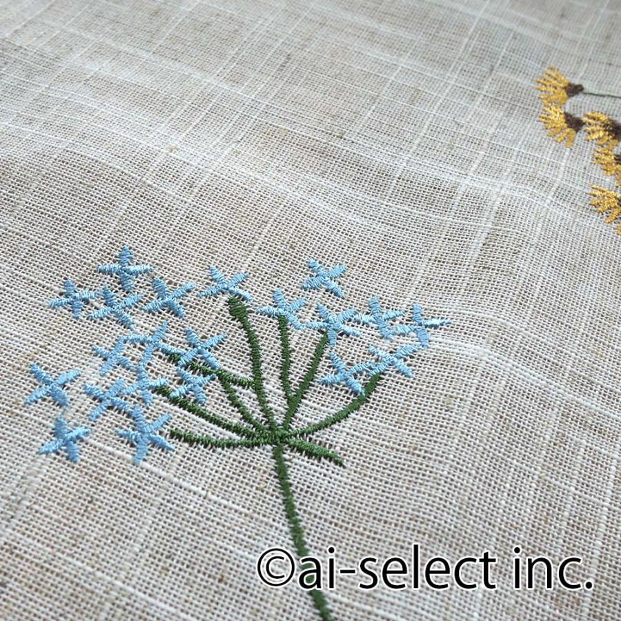 ポスト投函で送料無料 のれん 85×150cm リネン混 ロング 刺繍