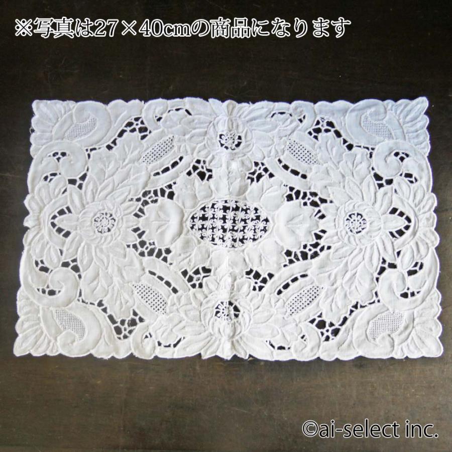 カットワークレース テーブルセンター 軽井沢レース 約30×45cm 手刺繍