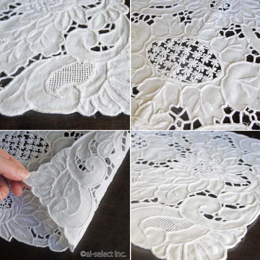 カットワークレース テーブルセンター 軽井沢レース 約30×45cm 手刺繍