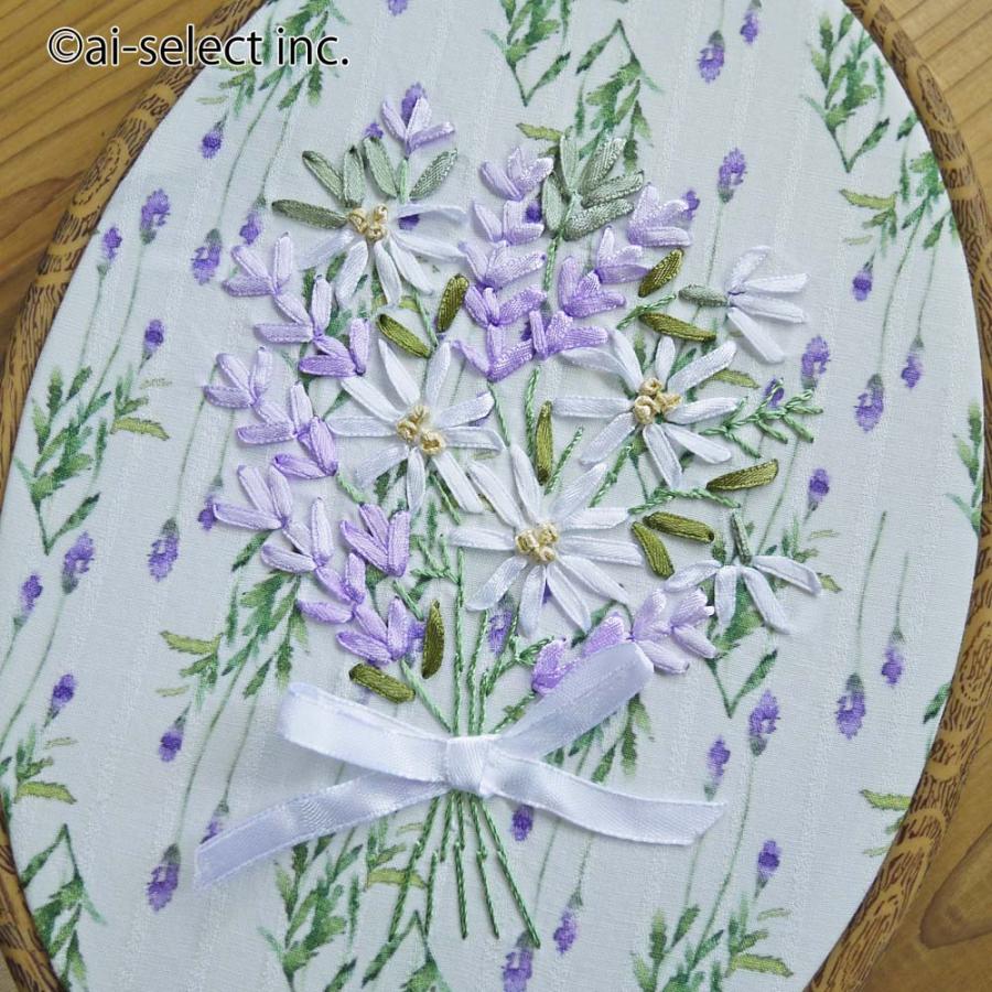 ウォールデコ Lサイズ ミモザ ラベンダー 刺繍 アートパネル