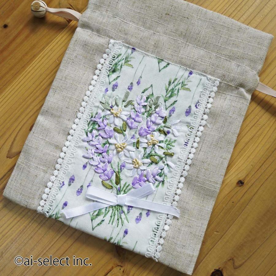 巾着 即納 ミモザ 2025 風水 ラッキー カラー ラベンダー mom ギフト コスメポーチ かわいい イエロー 花 リボン刺繍 リネン smz |  | 04