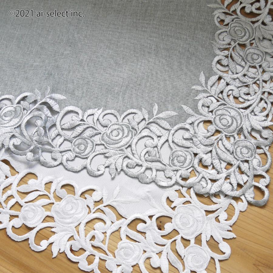 あすつく テーブルセンター 約90 40cm 撥水加工 カービングローズ バラ 薔薇 白色 灰色 グレー レース 可愛い おしゃれ フラワー お花 上品 Pc レース雑貨とスリッパのお店ai 通販 Yahoo ショッピング
