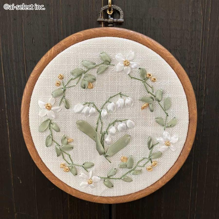 New ai 即納 壁飾り スズラン リボン刺繍 ウォールデコ 約17.5cm 