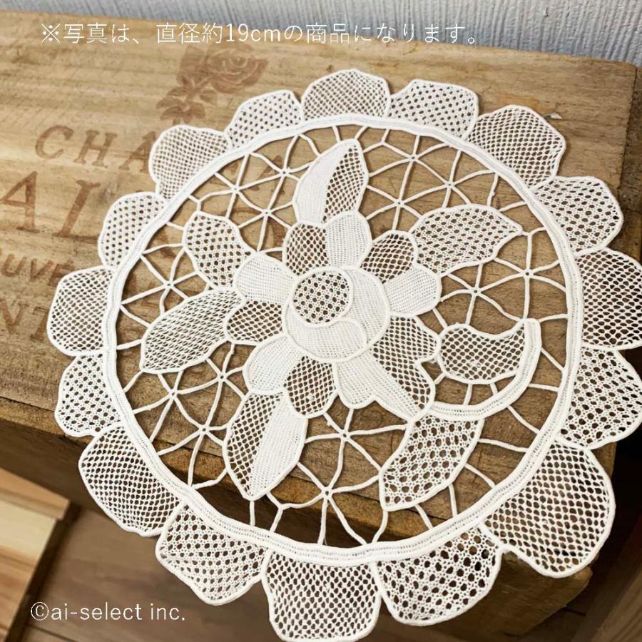 老舗専門店の丸いベニスレース 直径約19cm ホワイト ドイリー レース