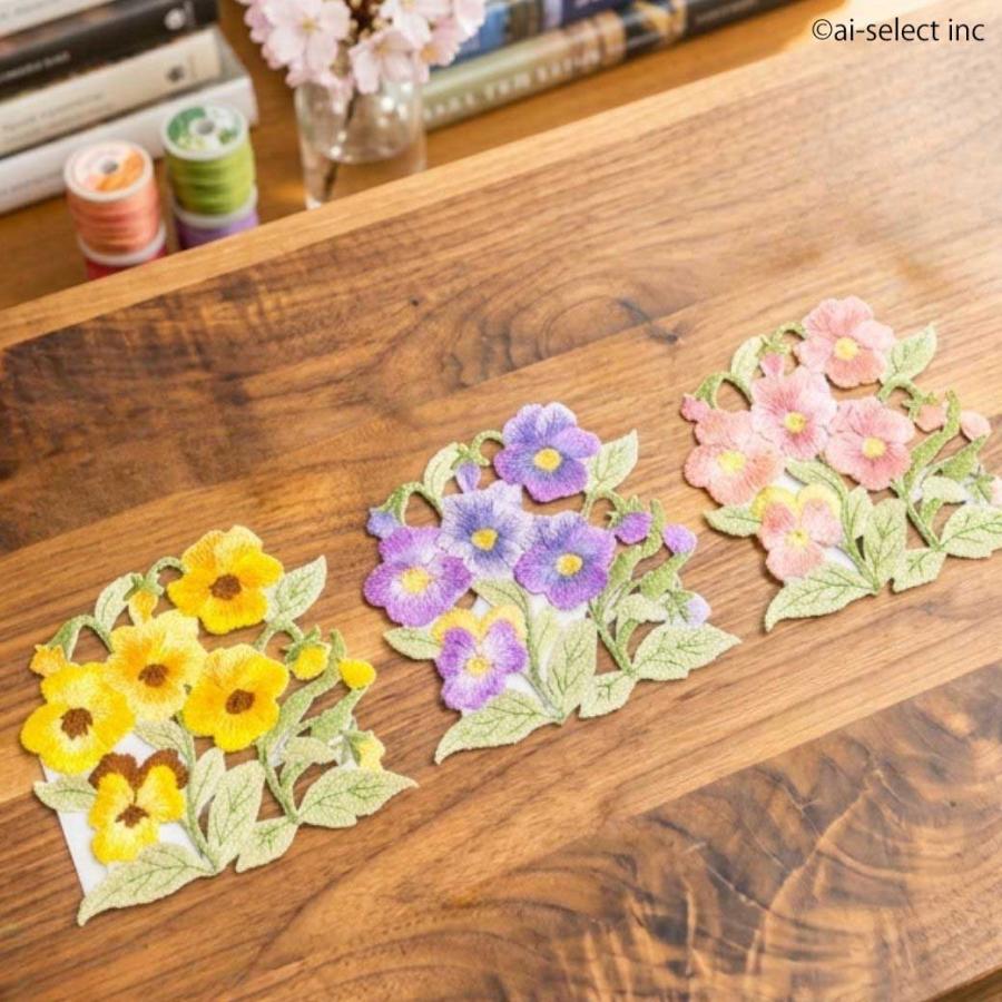 ハンドメイド　ビオラ ビオラ 刺繍 コースター 絶対 おしゃれ 可愛い 選べる 花柄 北欧