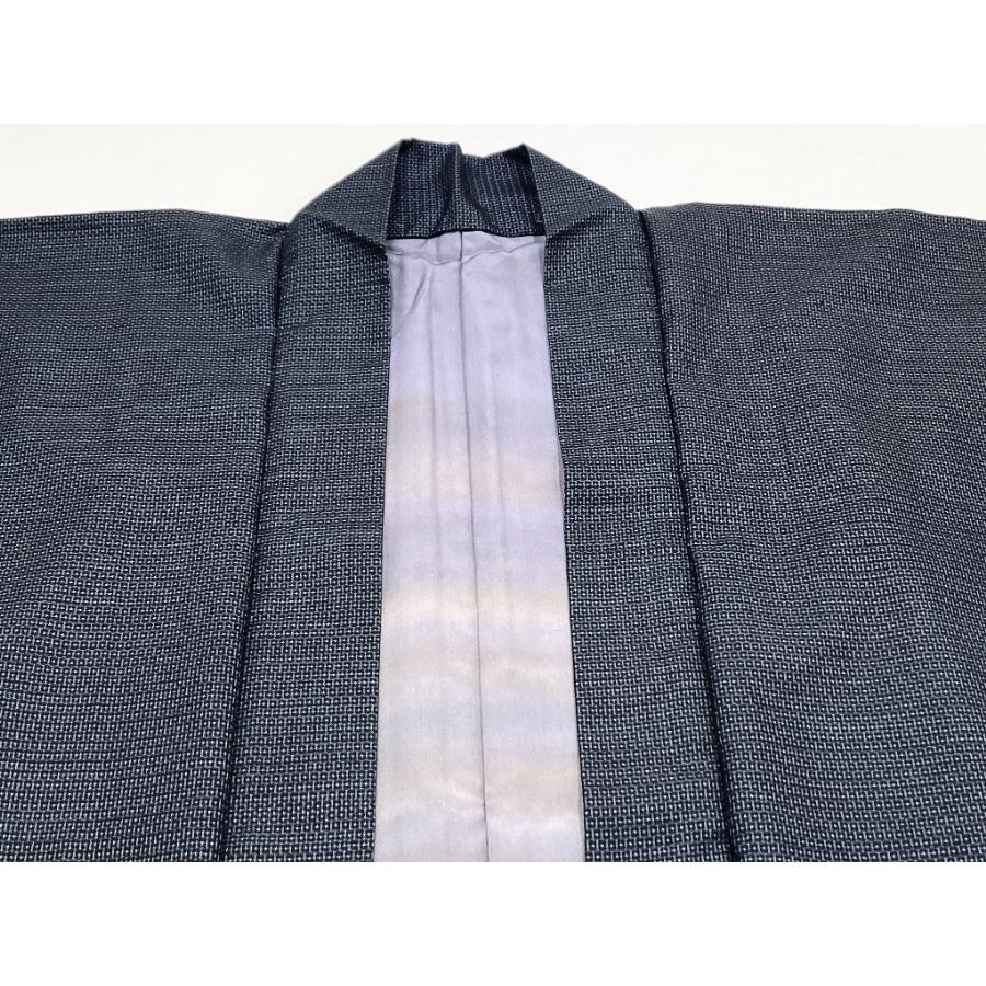 中古品 正絹 男物 本場大島紬 100山亀甲 アンサンブル 着物 羽織 