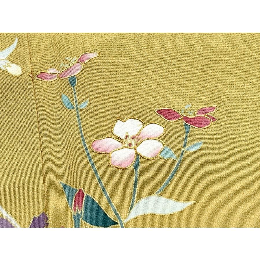 中古品 正絹 訪問着 袷きもの 京友禅金彩加工 ボカシ染 金駒刺繍