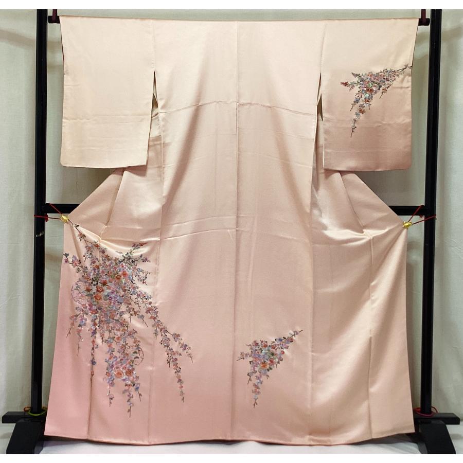中古品　正絹　附下　袷きもの　蘇洲刺繍　長襦袢　セット品　24085　t_1