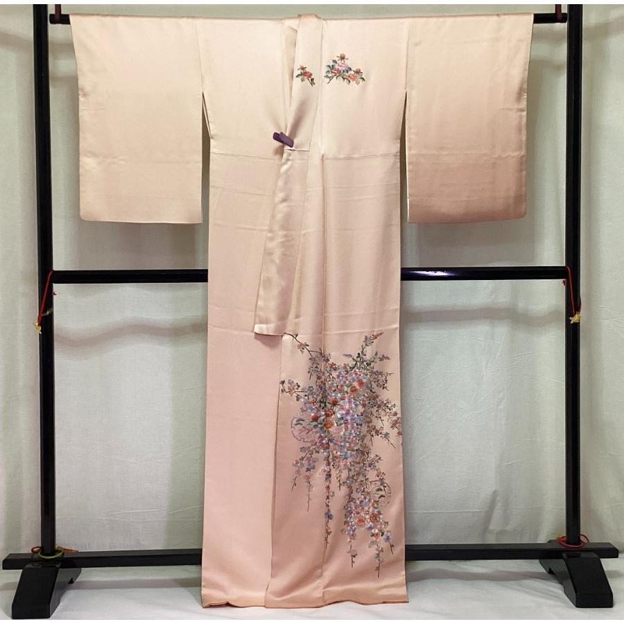 中古品　正絹　附下　袷きもの　蘇洲刺繍　長襦袢　セット品　24085　t_2
