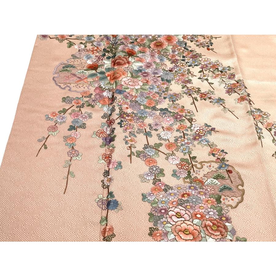 中古品　正絹　附下　袷きもの　蘇洲刺繍　長襦袢　セット品　24085　t_3