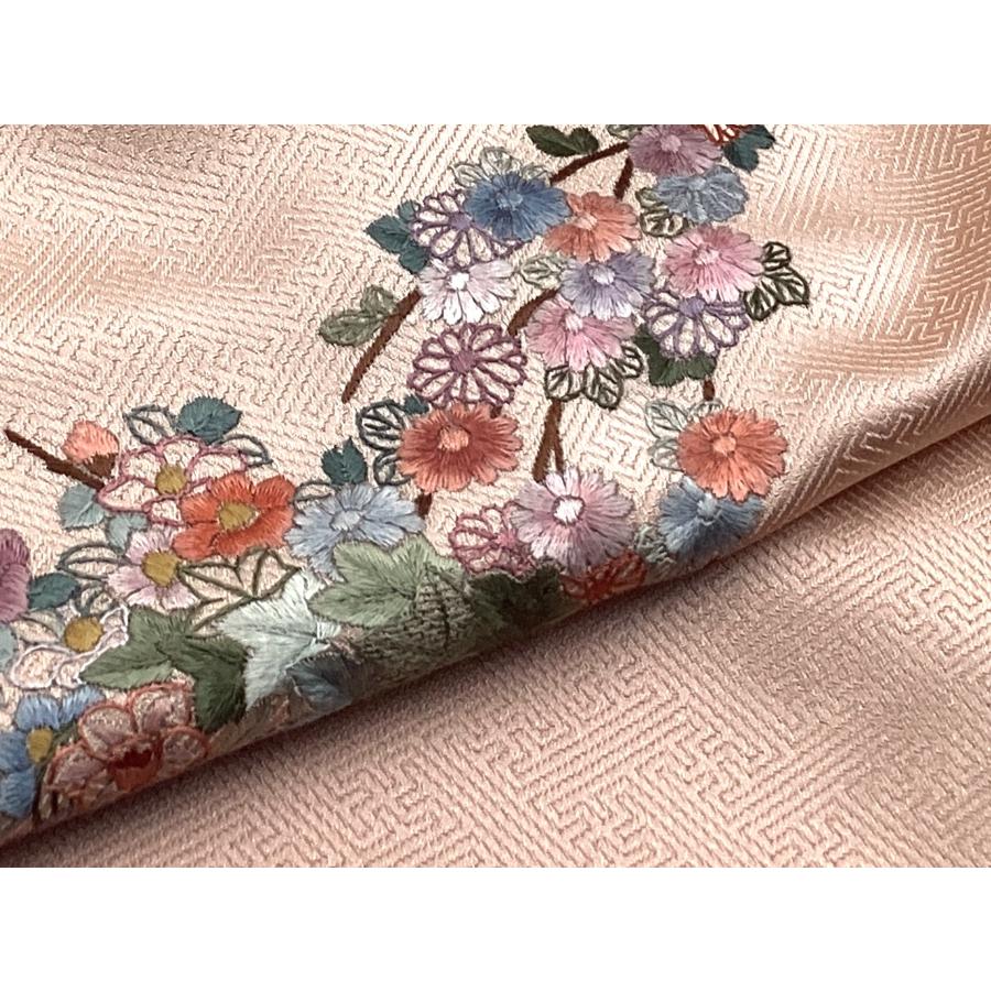 中古品　正絹　附下　袷きもの　蘇洲刺繍　長襦袢　セット品　24085　t_6