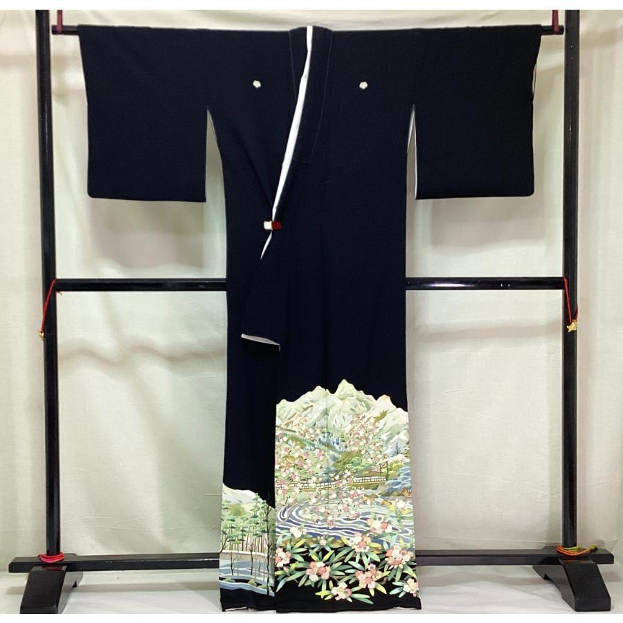 中古品 正絹 黒留袖 京加賀友禅 蔦 比翼仕立て 25110 t : 愛スタイル 