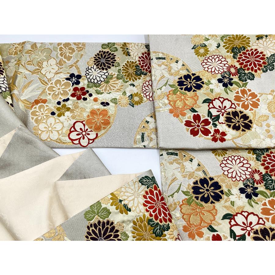 中古品 正絹 袋帯 西陣織 唐織 六通柄 裏地地紋織 O25046 t : 愛