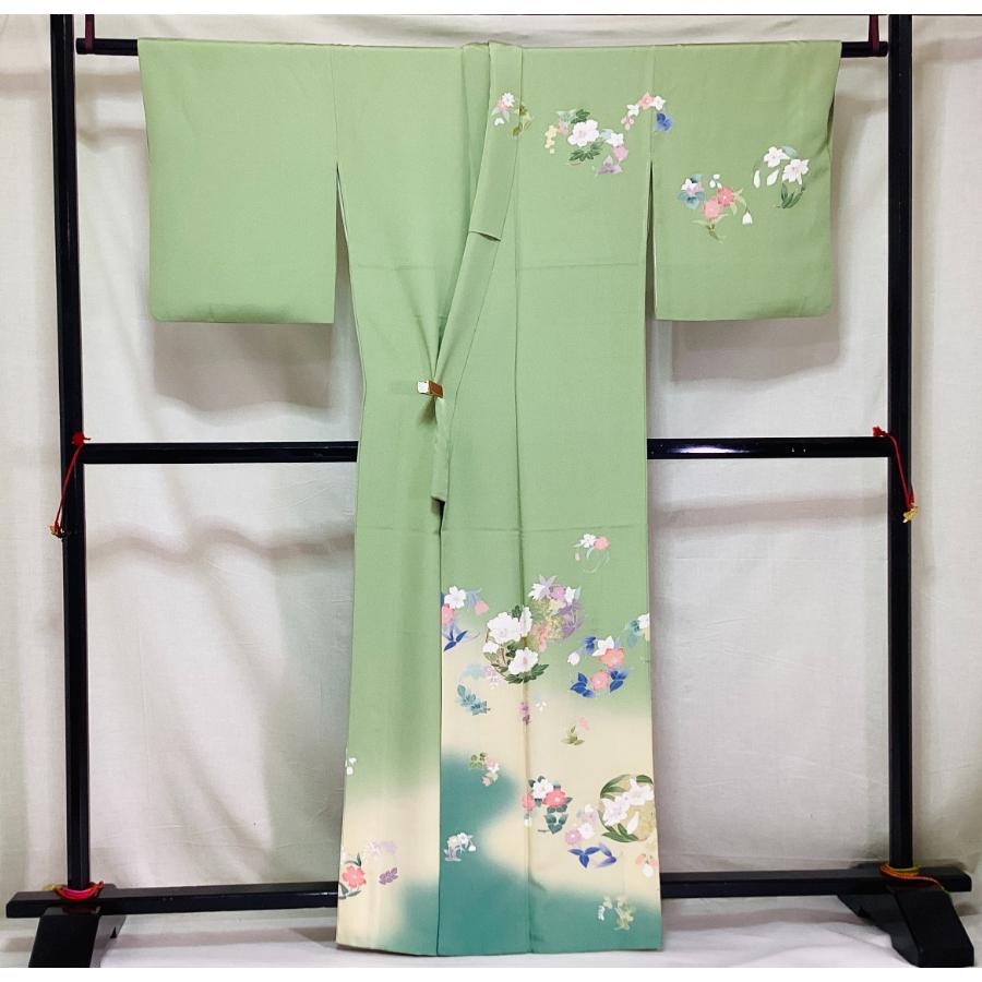 中古品 正絹 訪問着 京友禅金彩加工 ボカシ染 袷きもの Sサイズ 25141 