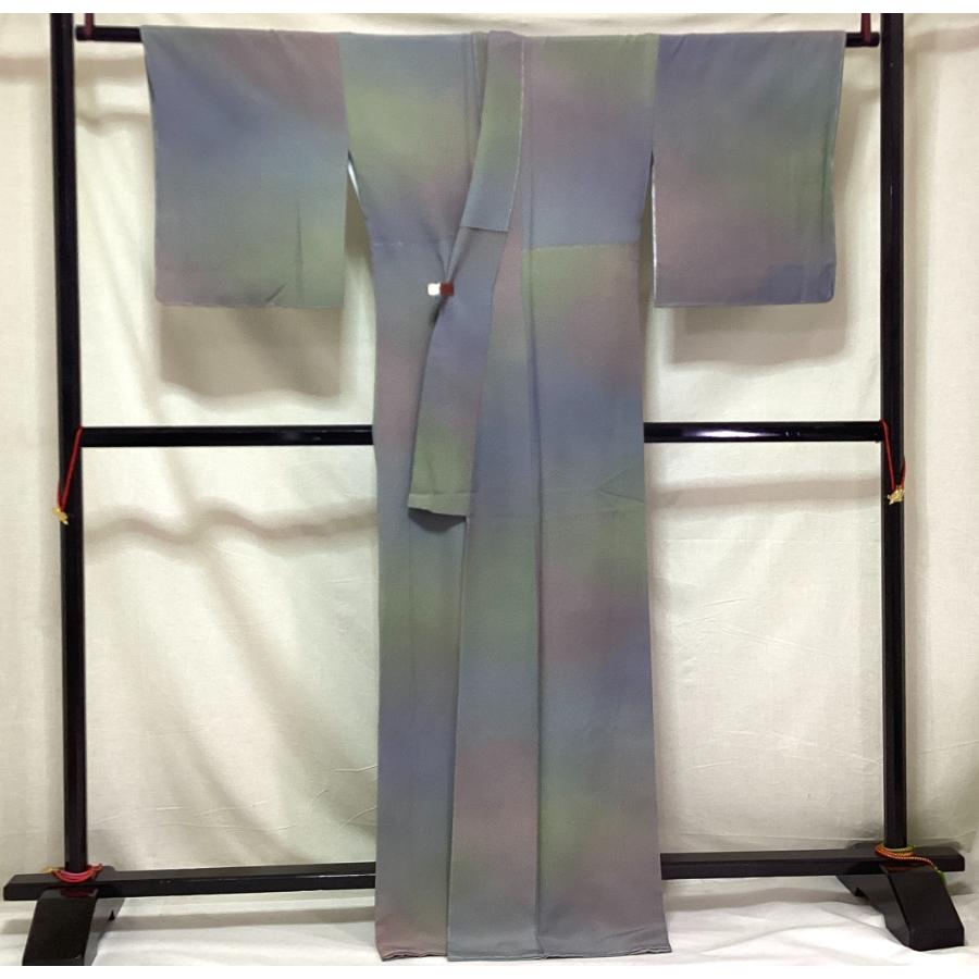 未使用品　正絹　色無地　ボカシ染　袷きもの　パールトーン加工済　25143　t_1