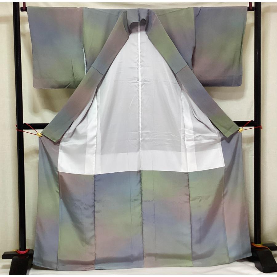 未使用品　正絹　色無地　ボカシ染　袷きもの　パールトーン加工済　25143　t_9